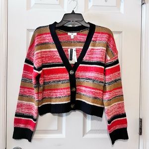 BP | Nordstrom | Black Marl Stripe Cropped Cardigan Sweater | Size Small